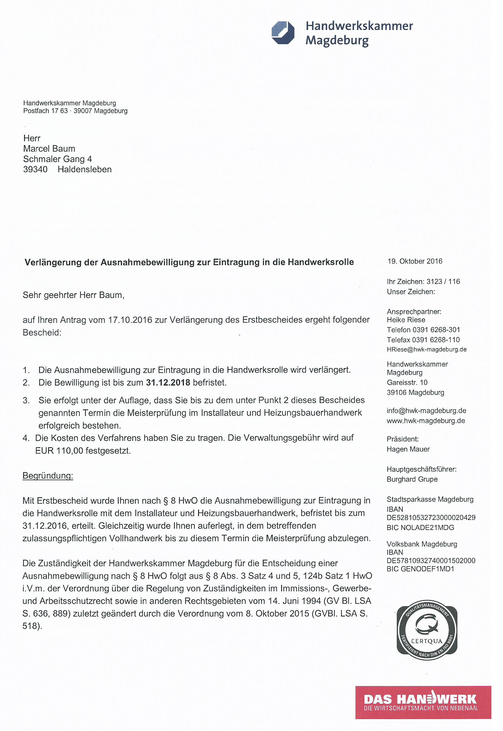 Verlängerung Aufnahmebewilligung